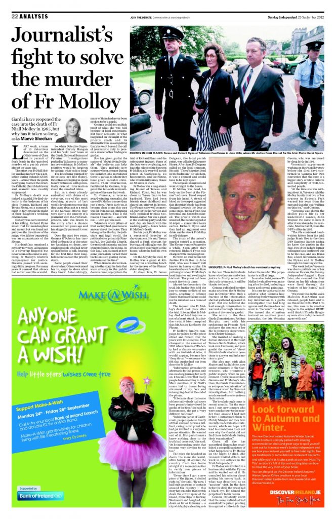 Fr Molloy Investigation Sunday Independent 2012