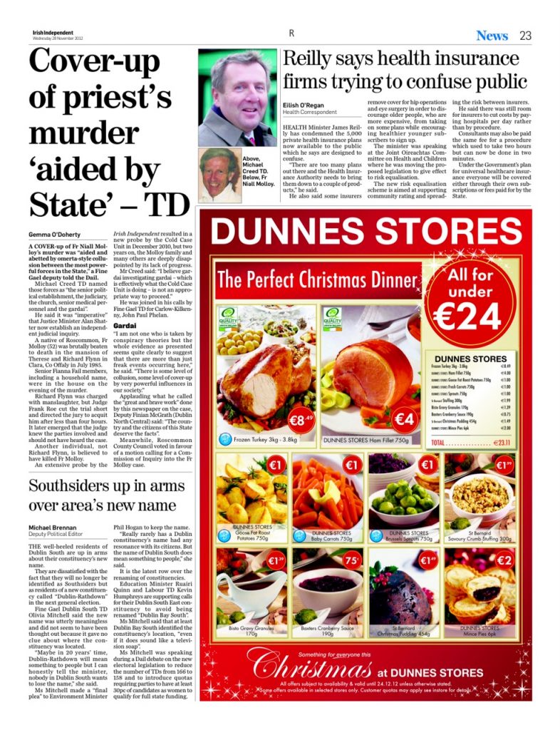 Fr Molloy cover up aided by state
