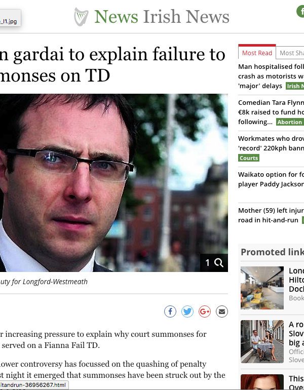 Pressure on gardai to explain failure to serve summonses on TD 2 600x770